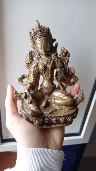 Statua Tara Verde Ottone Nepal 15cm