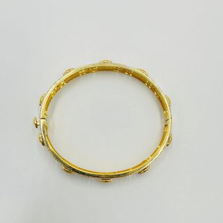 PULSERA RIGIDA MEDUSA ONIX GRECA Y CIRCON. Oro18K.