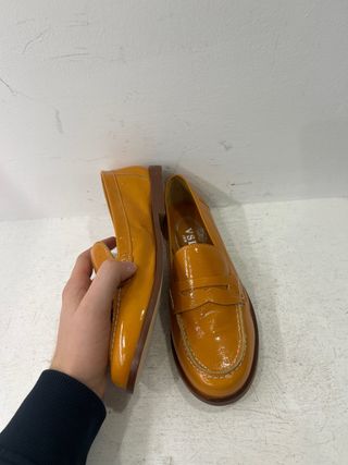 Mocassini donna arancioni vernice