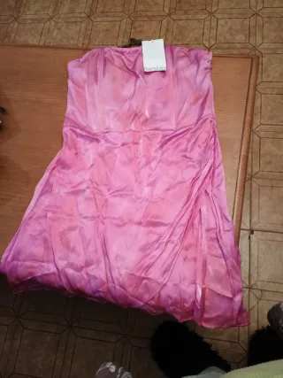 Vestido Bershka rosa strapless