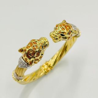 PULSERA RIGIDA 2 LEOPARDOS DE GRAZIELLA. Oro 18K