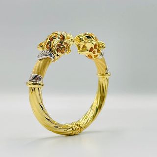 PULSERA RIGIDA 2 LEOPARDOS DE GRAZIELLA. Oro 18K
