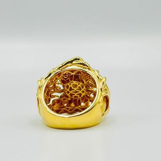 SELLO MEDUSA MANOS CON CIRCONITAS. Hueco. Oro 18k.