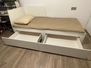 Cama individual (tipo diván, sofá), con 2 cajones