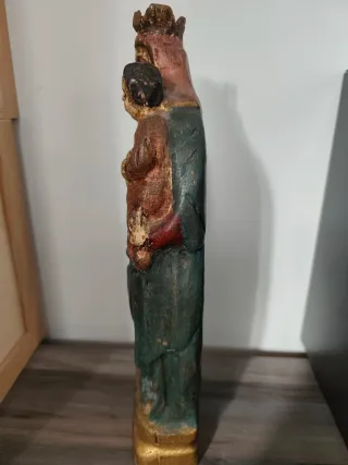 Antigua escultura Virgen Madera Talla