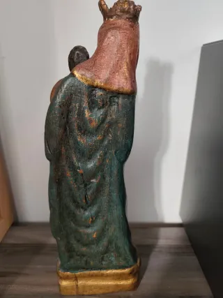 Antigua escultura Virgen Madera Talla