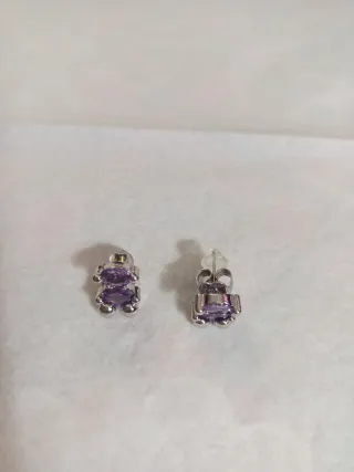 Pendientes Oso Morado Plata