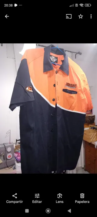 Camisa Harley Davidson Naranja y Negra