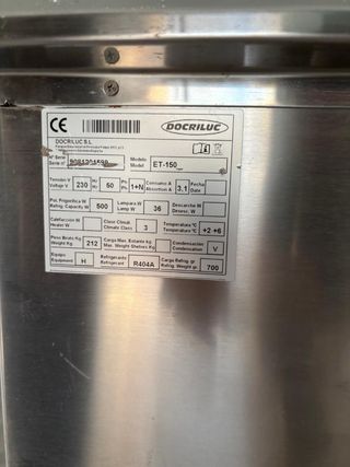 Vitrina Frigorífica Acero Inoxidable