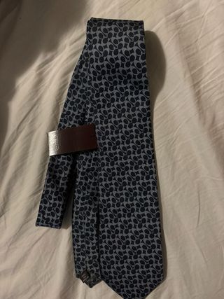 Corbata Coach Seda Azul y Gris