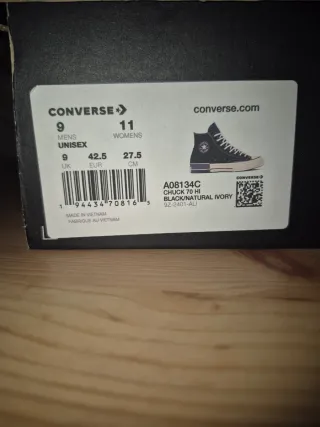 Converse Chuck Taylor All Star Hi Negras Talla 42.