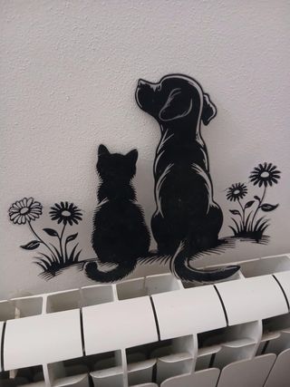 Arte Murale Cane e Gatto Nero Acrilico