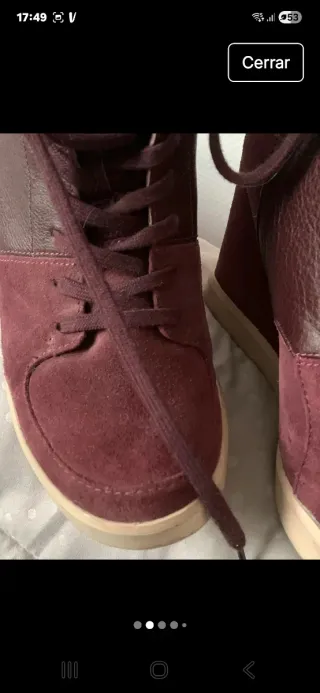 Zapatillas cuña piel Lacoste granate talla 37