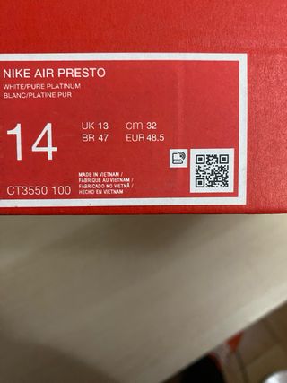 Nike Air Presto Blanco Talla 48,5 EUR