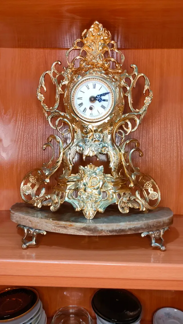 Orologio da Tavolo Vintage Bronzo e Marmo 640513971