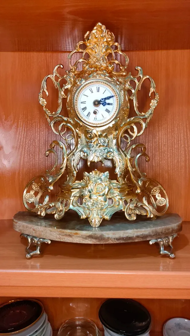 Orologio da Tavolo Vintage Bronzo e Marmo 640513971