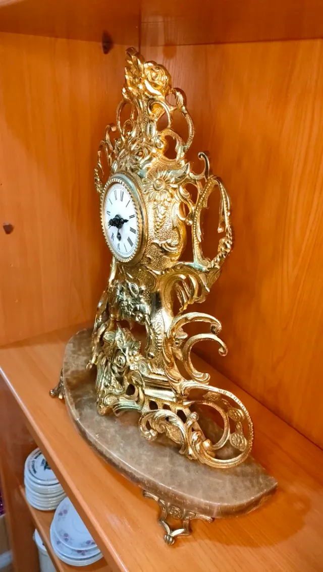 Orologio da Tavolo Vintage Bronzo e Marmo 640513971