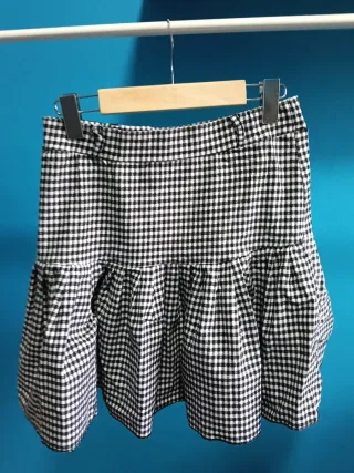 Falda vintage cuadros blanco y negro