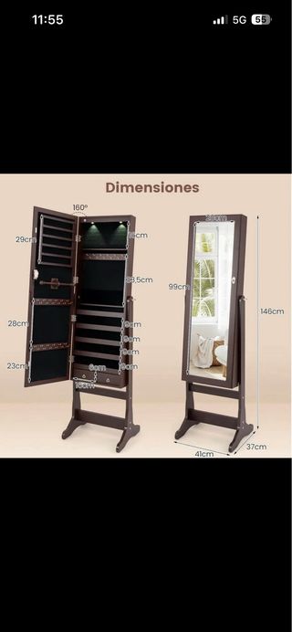 Espejo Joyero Marrón