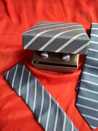 Corbata, Gemelos y Pañuelo 100% Seda