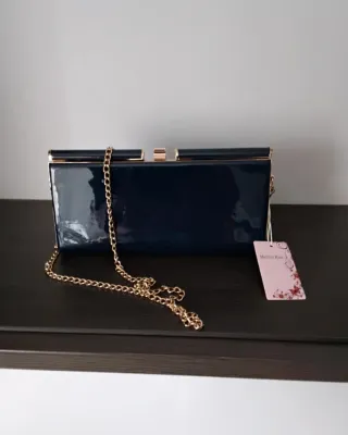 Bolso Charol Azul Marino Melvin Koz Cadena Dorada