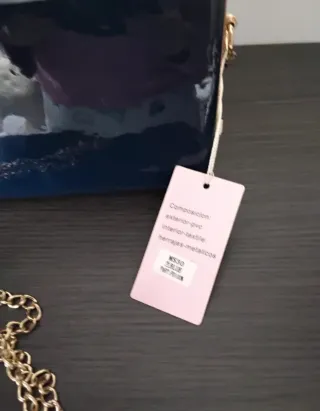 Bolso Charol Azul Marino Melvin Koz Cadena Dorada