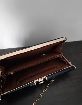 Bolso Charol Azul Marino Melvin Koz Cadena Dorada