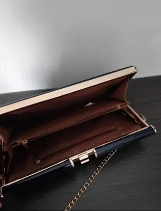 Bolso Charol Azul Marino Melvin Koz Cadena Dorada