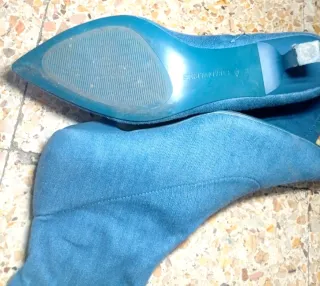 Botines denim tacón aguja azul