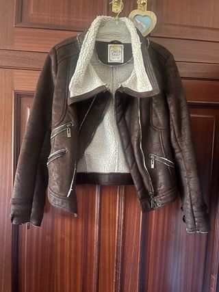 Cazadora Biker marrón con borreguito T. M