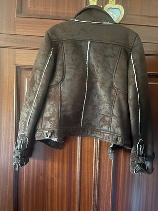 Cazadora Biker marrón con borreguito T. M