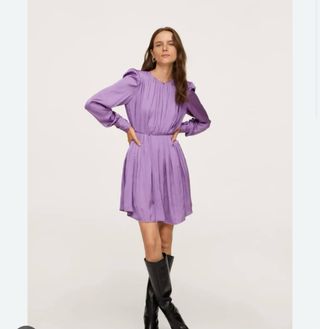 Vestido lila satinado Mango