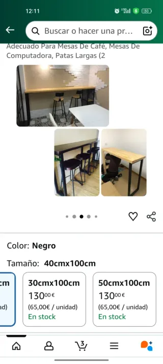 Mesa de escritorio/auxiliar madera y metal