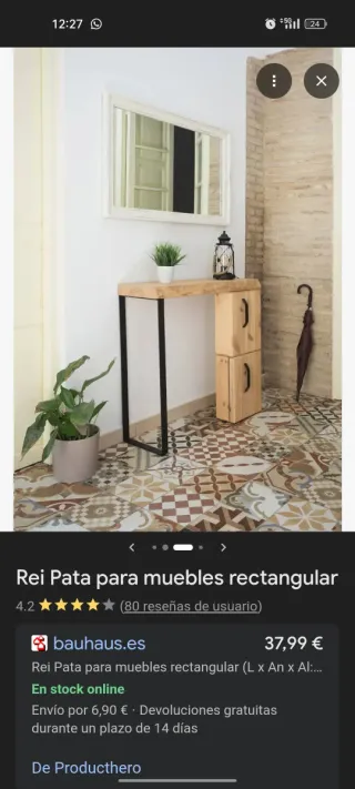 Mesa de escritorio/auxiliar madera y metal