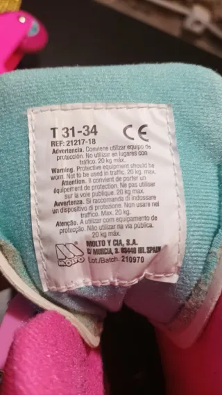 Patines Moller Roller Niña Rosas Talla 31 - 34