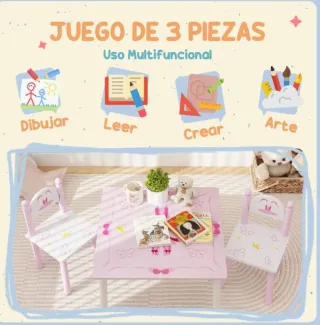 Mesa y 2 sillas infantiles
