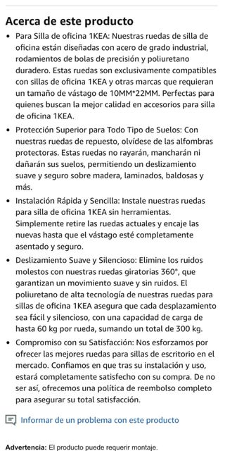 Confezione da 5 Ruote per Sedie da Ufficio Mastery Mart