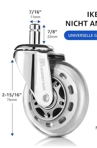 Confezione da 5 Ruote per Sedie da Ufficio Mastery Mart