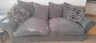 Sofá 2/3 plazas gris tela