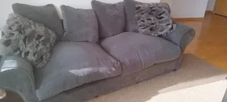 Sofá 2/3 plazas gris tela