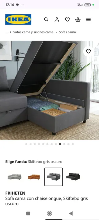 Sofá Cama IKEA Friheten con Canapé Gris