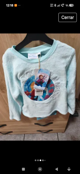 Pijama coralina niña beige/blanco para 6 años.