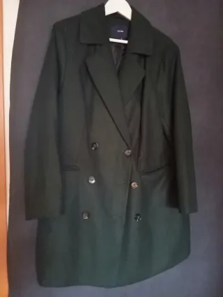 Chaquetón verde oscuro mujer