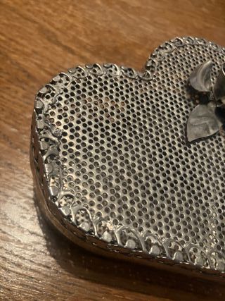 Caja joyero corazón vintage metal plateado