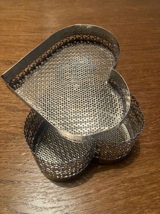 Caja joyero corazón vintage metal plateado