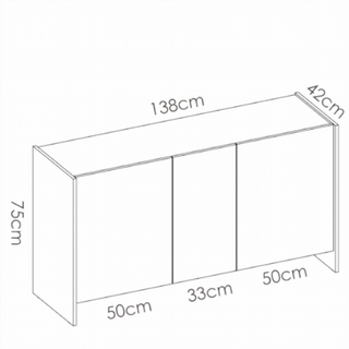 Aparador 3 puertas Kloe. Blanco/Natural
