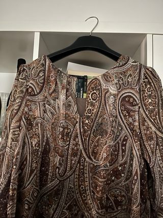 Vestito donna fantasia marrone e bianco