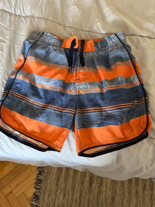 Bañador niño rayas naranja y azul