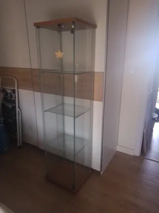 Vitrina cristal 3 estantes madera