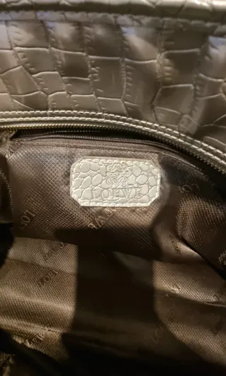 Bolso Loewe Piel Cocodrilo Dorado/Plateado